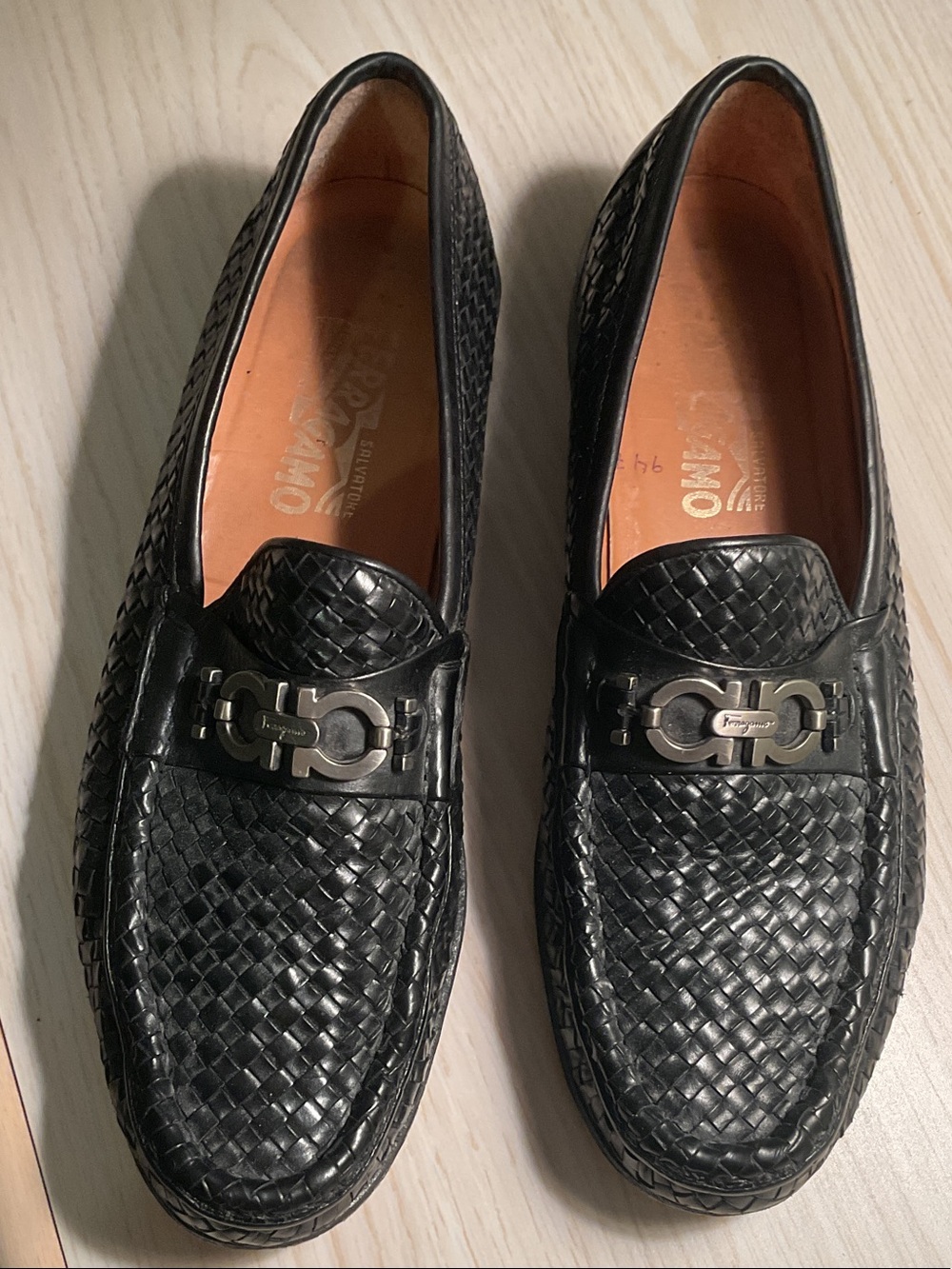 Salvatore Ferragamo Black Woven Gancini Buckle Loafer